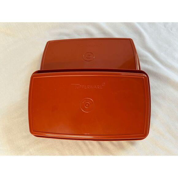 Tupperware Deli/Lunch Box Set of Two 816-13, Paprika Very Nice/ Clean, Storage - Picture 2 of 8